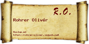 Rohrer Olivér névjegykártya