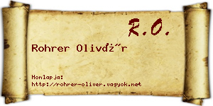 Rohrer Olivér névjegykártya